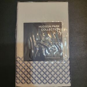 Hudson Park Collection Sateen Pillow Sham Geo 500TC 100% Pima Cotton Blue